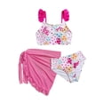 thumbnail image 3 of SGMVNU Girls Bikini Set with Swimsuit Coverups Skirt, 3 Piece Bathing Suit, Summer Beach Cute Swimwear Set, Size 7-8 Years, cl1-Hot Pink, 3 of 6