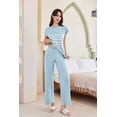 thumbnail image 5 of EKOUAER Pajama Set for Women 2 Piece Outfits Knit Sweater Sets Striped Top Wide Leg Long Pants Matching, 5 of 6