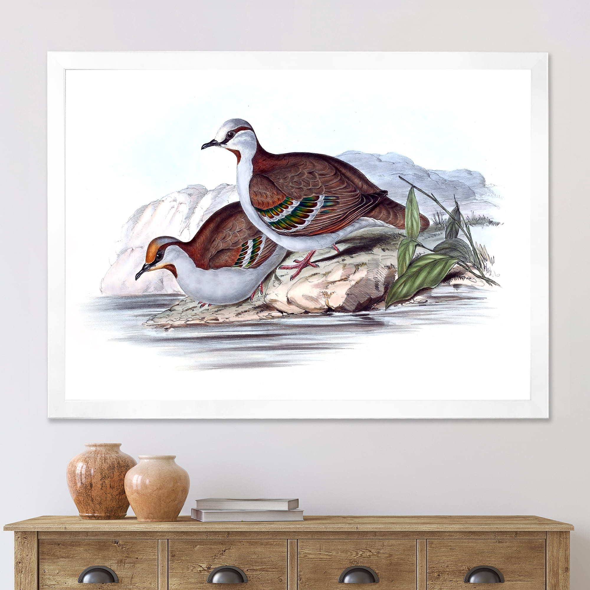 Designart 'Ancient Australian Birds IX' Traditional Framed Art Print