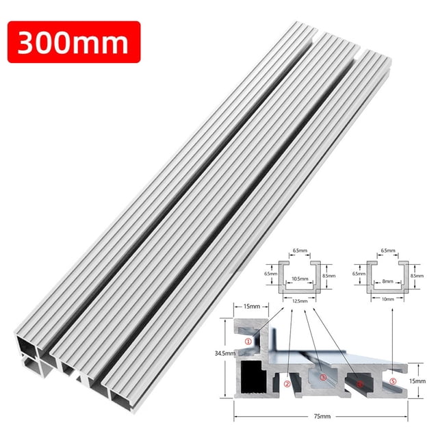 Bgsha Aluminium 75 Type Miter Track T-Slot T-track Backer Sliding Brackets 300-600mm