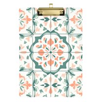 FORMRS Acrylic Clipboard with Low Profile Clip Standard A4 Letter Size, 12.5" x 9", Green Geometric Pattern