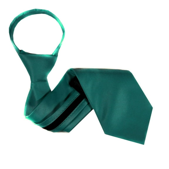 BuyYourTies - Teal Boys 14 inch Designer Pattern Zipper Necktie