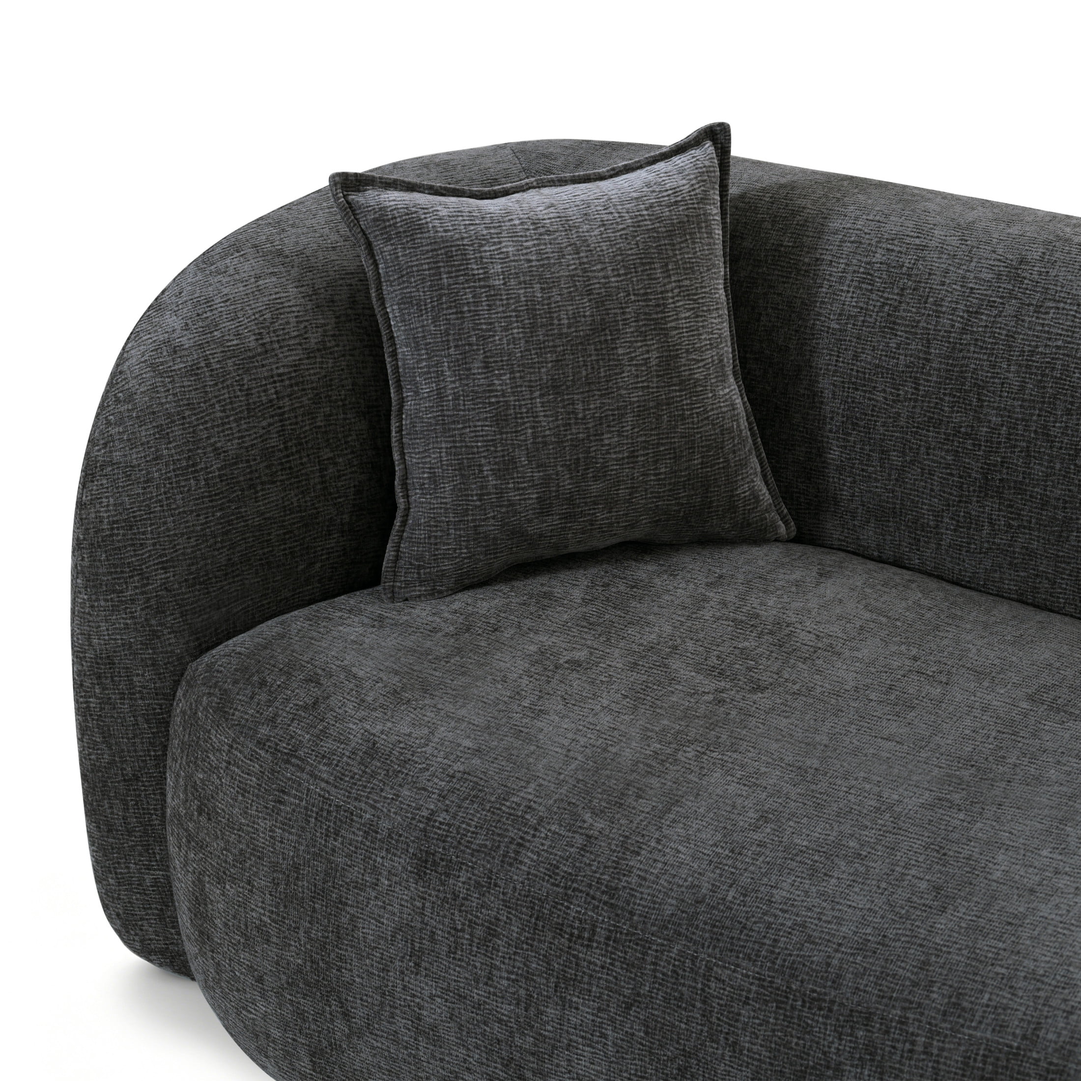 Christopher Knight Home 128" Modern Curved L-Shaped Chenille Sectional Sofa with Chaise, Charcoal Gray