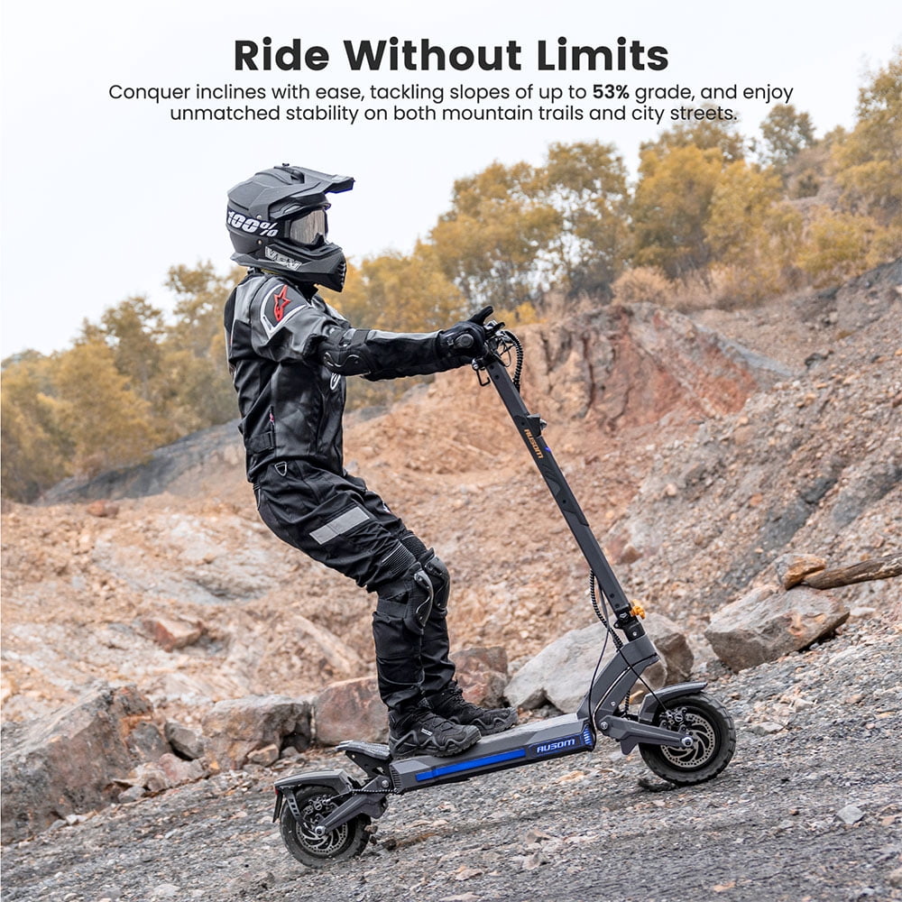 Ausom DT2 Pro Foldable Adults Fast Electric Scooter, 71 Mi Max Operating Range & 42 mph Max Speed, Dual 1100W Motors off Road E-scooter, 297 lbs Load, Gray/Yellow