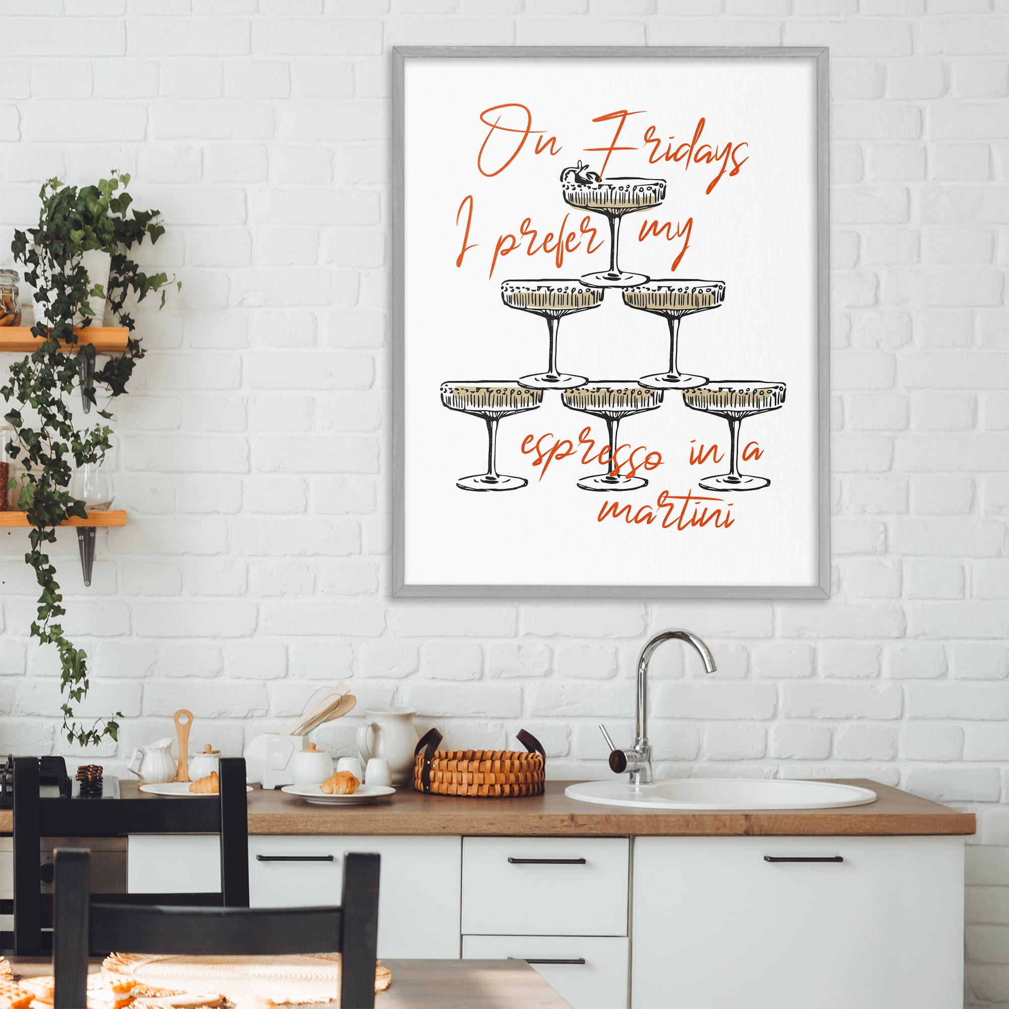 Stupell Industries On Fridays Espresso Martini Gray Framed Giclee Art, design by The Prints Vibe