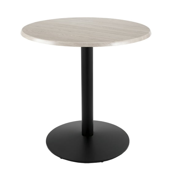 Indoor/Outdoor 36" Tall OD214 Black Table Base with 22" Diameter Foot and 30" Diameter Indoor/Outdoor White Ash Top by the Holland Bar Stool Co.