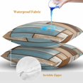 thumbnail image 4 of Throw Pillow Covers 24x24 Inch Set of 2, Blue Beige Brown Vintage Waterproof Outdoor Pillow Covers, Retro Farmhouse Elegant Pastoral Decorative Cushion Pillowcases for Couch, Sofa, Bed, Garden, Patio, 4 of 9