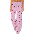 thumbnail image 2 of LEJHVAQK Valentine's Day Pajama Pants for Women Heart Printed Pjs Sleep Pants Comfort Waist Wide Leg Lounge Pants with Adjustable Drawstring, 2 of 6