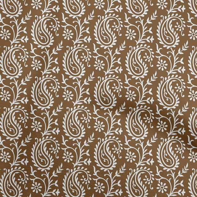 oneOone Georgette Viscose Mocha Brown Fabric Block Sewing Material Print Fabric By The Yard 42 Inch Wide