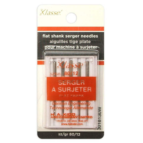 KLASSE´ Serger Needles, Flat Shank, Size 80/12, 5 Count, 5 count