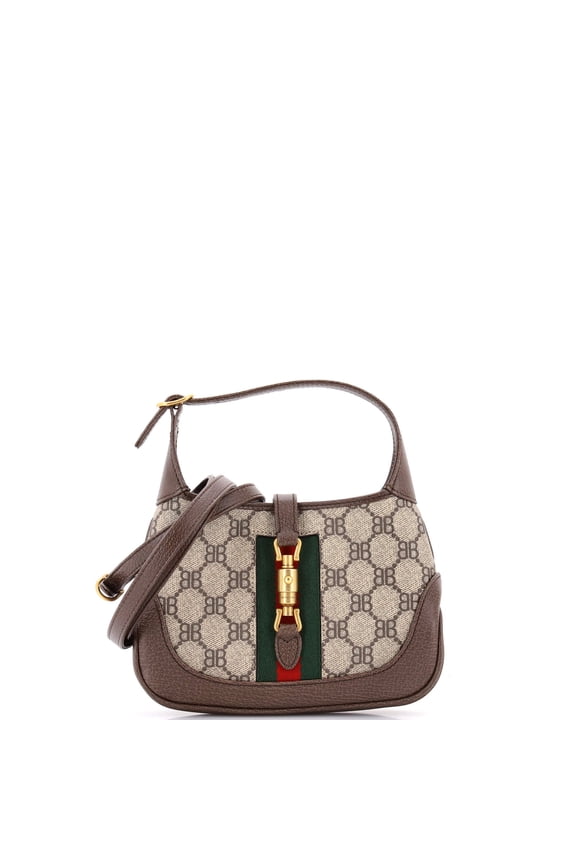 Pre-Owned x Gucci The Hacker Project Jackie 1961 Hobo BB Coated Canvas Mini By Rebag
