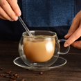 thumbnail image 2 of Glass Espresso Cup Clear Coffee Mugs Double Wall Glass Cup With Spoon, 2 of 13