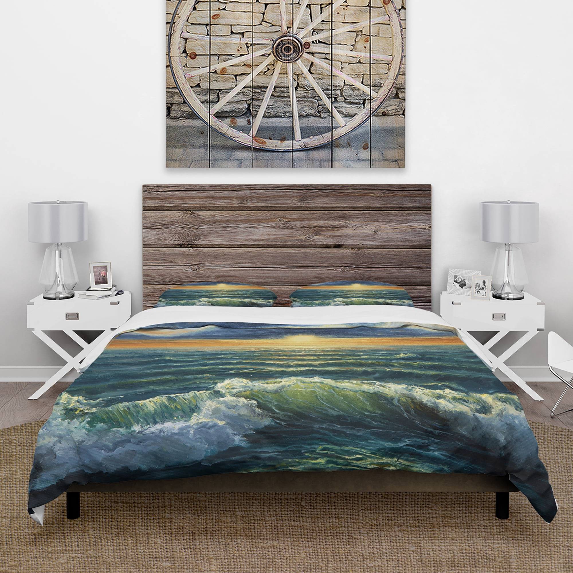 Designart 'Sunset Over Cloudy ocean' Sea & Shore Duvet Cover Set