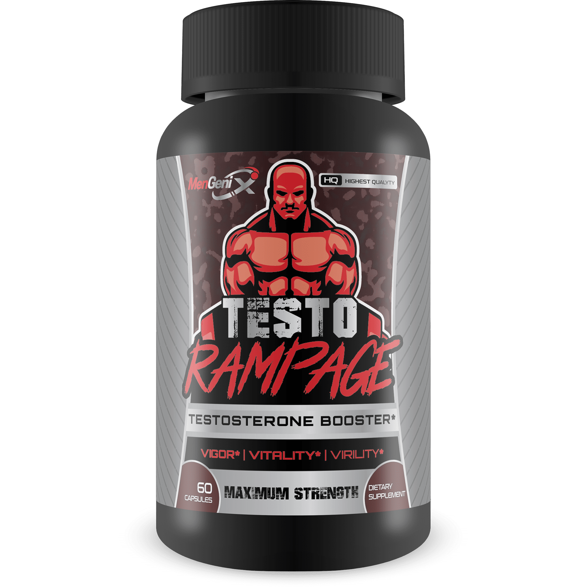 Mengenix Testo Rampage - Maximum Strength Testosterone Booster - Aids in Strength, Stamina, Energy, and Performance