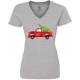 thumbnail image 3 of Inktastic Christmas Vintage Truck with Christmas Tree Women's V-Neck T-Shirt, 3 of 5