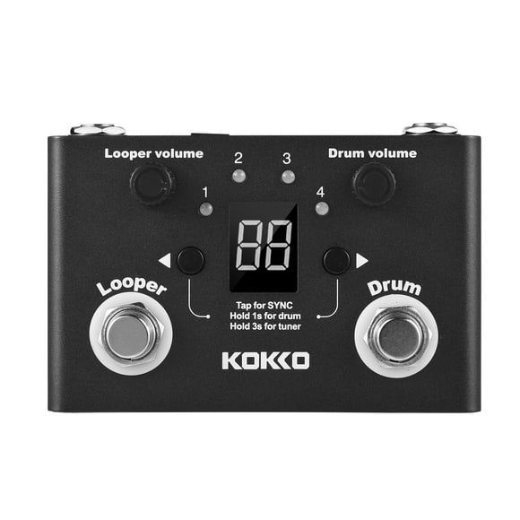 KOKKO Multifunctional Drum & Looper Effect Pedal Tuner BT Page-Turner Phrase Loop Recording Drum Machine Effect Compact Pedal Portable Musical Instrument Effect Pedal Digital Tuner