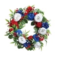 thumbnail image 7 of AZXY 17.71 Inch 4th of July Patriotic Wreath, Red White Blue Rose & Carnation Wreath with Berry Clusters & Greenery, Americana Decor for Independence Day Memorial Day Front Door Indoor Outdoor, 7 of 7