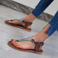 thumbnail image 6 of Anuirheih Women Sandals Summer Cool Shoes Beach Shoes Flat Heel Roman Style Pinch Sandals Sandals Women (Blue), 6 of 6