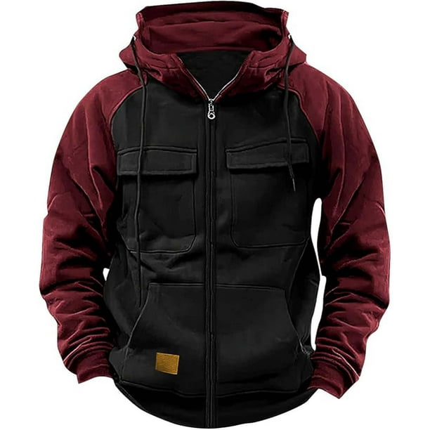 WILLBEST Sudadera con Capucha De Manga Larga para Hombre, De Otoño, Informal, Moderna, con Cremallera para Exteriores XXGrande