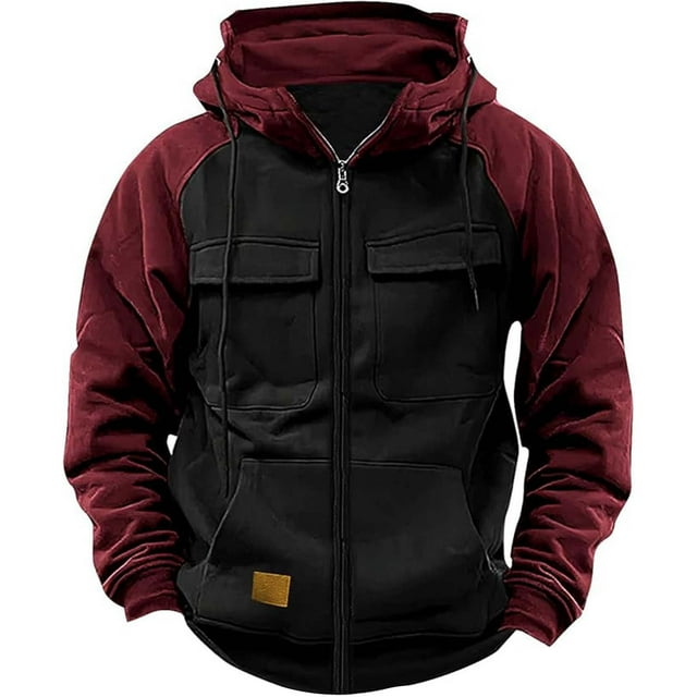 Kcodviy Chandail à Capuche à Manches Longues pour Hommes Automne Chandail Décontracté à Capuche pour Hommes et Fermeture Éclair Extérieure Surdimensionnée pour Hommes Chandail à Capuche à Manches Longues