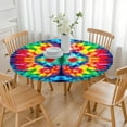thumbnail image 3 of Vibrant Tie Dye Symmetry Round Fitted Tablecloth with Elastic Edge,Dining Table Cover Waterproof,Outdoor Round Tablecloth for Camping,Dining,Indoor and Outdoor, 3 of 7