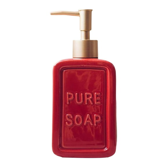 Zxpjkyu Ceramic Hand Soap Dispenser Leakproof Jar Portable Container Durable Lotion Pump Red