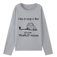 thumbnail image 5 of Moda mujer primavera otoño impreso manga larga cuello redondo Casual Tee Tops Pompotops FGAJ1260, 5 of 5