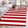thumbnail image 2 of Red Striped Large Area Rugs for Bedroom Living Room, Soft Non Slip Carpet Bedside Rug, Christmas Farmhouse Red White Stripes Rectangular Floor Cover Kitchen Accent Rug 4'x6' for Dining Room/Office, 2 of 9
