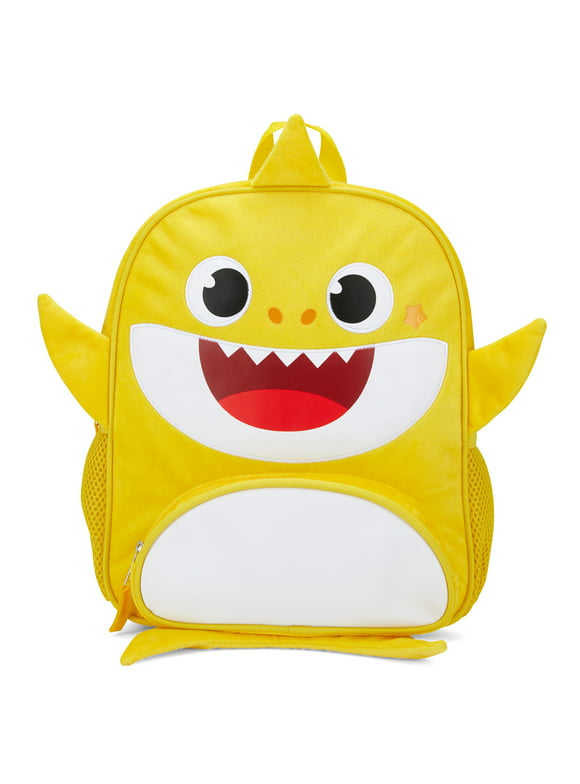Baby Shark 12" Backpack for Girls & Boys, Plush with 3D Fins & Appliques, Adjustable Straps & Padded Back, Lightweight Travel Bag for Kids