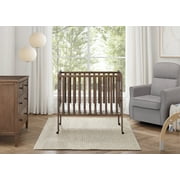 Delta Children Lee Portable Folding Mini Crib with 1.5-Inch Mattress - Greenguard Gold Certified, Chestnut