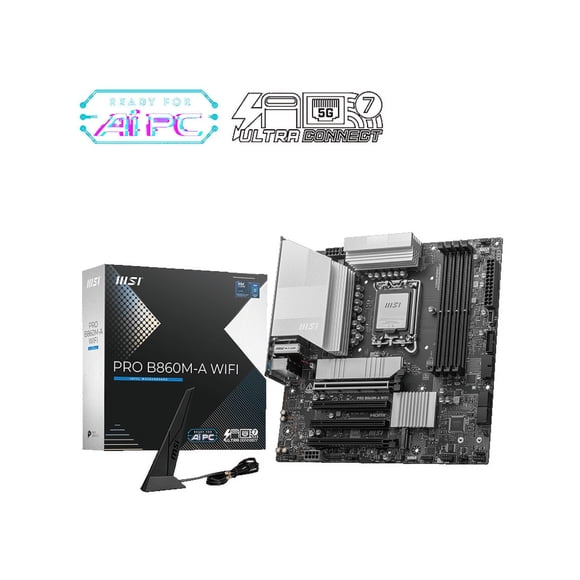 MSI PRO B860M-A WIFI avec DDR5-8600 (OC), Fente PCIe 5.0, 3x Fentes M.2, Audio 7.1, LAN 5 Go, Wi-Fi 7, BT 5.4