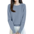 thumbnail image 4 of Lace Up Pullover Sweaters,Women's Crew Collar Tops,Long Sleeve Casual Knitwear for Soft Comfort 2026 Light Gray M, 4 of 6