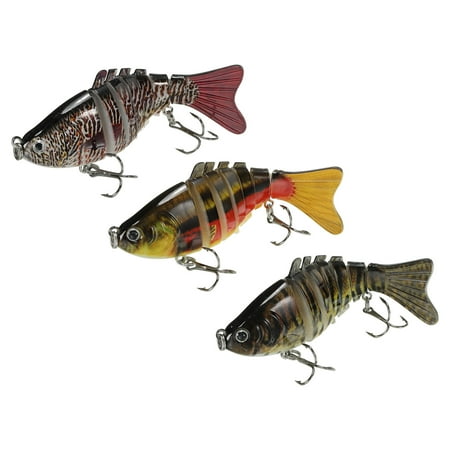 Uxcell Hard Bait Fishing Lures Multi-Jointed Swimbaits Topwater Slow Sinking Hard Fishing Lures Crappie Multi-Color
