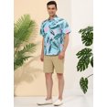 thumbnail image 4 of Lars Amadeus Camisa Tropical De Manga Corta Con Estampado Floral Para Hombre Con Botones Y Hojas Hawaianas Azul Claro Verde M Unique Bargains Camisa, 4 of 6