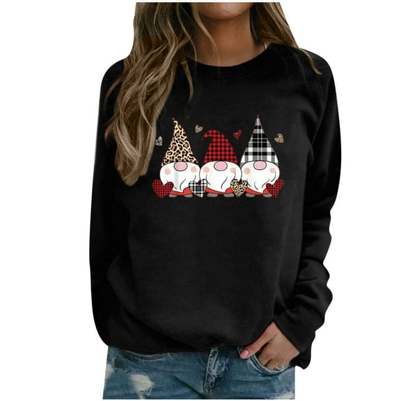 MIUOWANP Women's Long Sleeve Tops Christmas Fashion Women's Casual Long Sleeve Printed Ladies Sweatshirts Tops