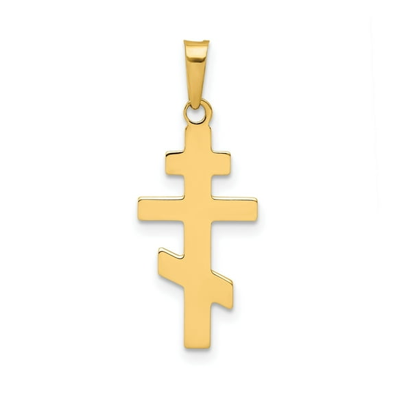 14k Yellow Gold Orthodox Cross Pendant for Men or Women, Three-Bar Eastern Christian Symbol, Religious Jewelry Charm for Faith and Devotion, Fine Spiritual Necklace Accessory
