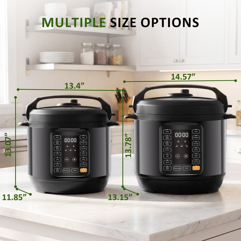Beddle Electric Pressure Cooker 6 Quart Instant Cooker Multi-Function Rice Cooker, Slow Cooker, Steamer & Stainless Steel Pot, Black