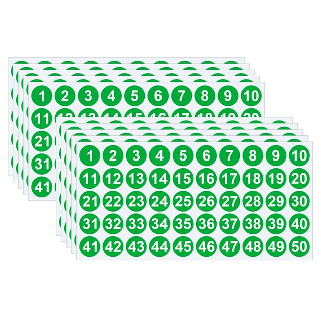 CNKOO Small Number Stickers 10 Sheets Colourful Number Stickers 1-50 Self Adhesive Round Numbered Stickers Label Sticker for Office Storage Inventory Classification Boxes