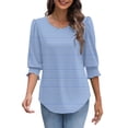 thumbnail image 3 of Bovxnpu 3/4 Length Sleeve Womens Tops, Dressy Casual Blouses Tunic Tops Basic Loose Shirts Summer Outfits Beach Vacation Plus Size Spring Clothes S, 3 of 6