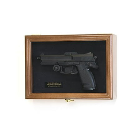 Single Pistol Display Case Wall Mount Solid Hardwood Cabinet Gun Holder