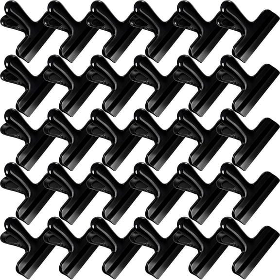 30 Pack Black Bag Clips Heavy Duty Stainless Steel Chip Clips, 3 Inch Wide Metal Food Clips Snack Kitchen Clamp Office Paper Clamps for Kitchen Office to Seal Coffee Bags Supplies