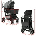 thumbnail image 3 of Costway Foldable Baby Stroller 2 in 1 Newborn Infant Travel Buggy Pushchair 22 lbs Gray, 3 of 9