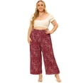 thumbnail image 3 of DARING DIVA Women's Plus Palazzo High Waist Wide Leg Pant with Pockets 1X Red, 3 of 5