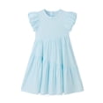 thumbnail image 2 of NIPAXO Girls Dress Puff Sleeve Floral Print Tiered Ruffle Hem Cotton Blend Summer Casual Dress for Girls with Lace Neckline Blue, 2 of 7