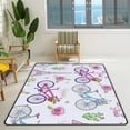 thumbnail image 3 of Coolnut 5'3" x 4' (63 x 48 in) Area Rug, Paris Bike Roses Nursery Rug Floor Mat Kids Playing Mat for Living Room Bedroom, 3 of 6