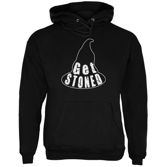 Halloween Witch Hat Get Stoned Pun Mens Hoodie Black 2XL