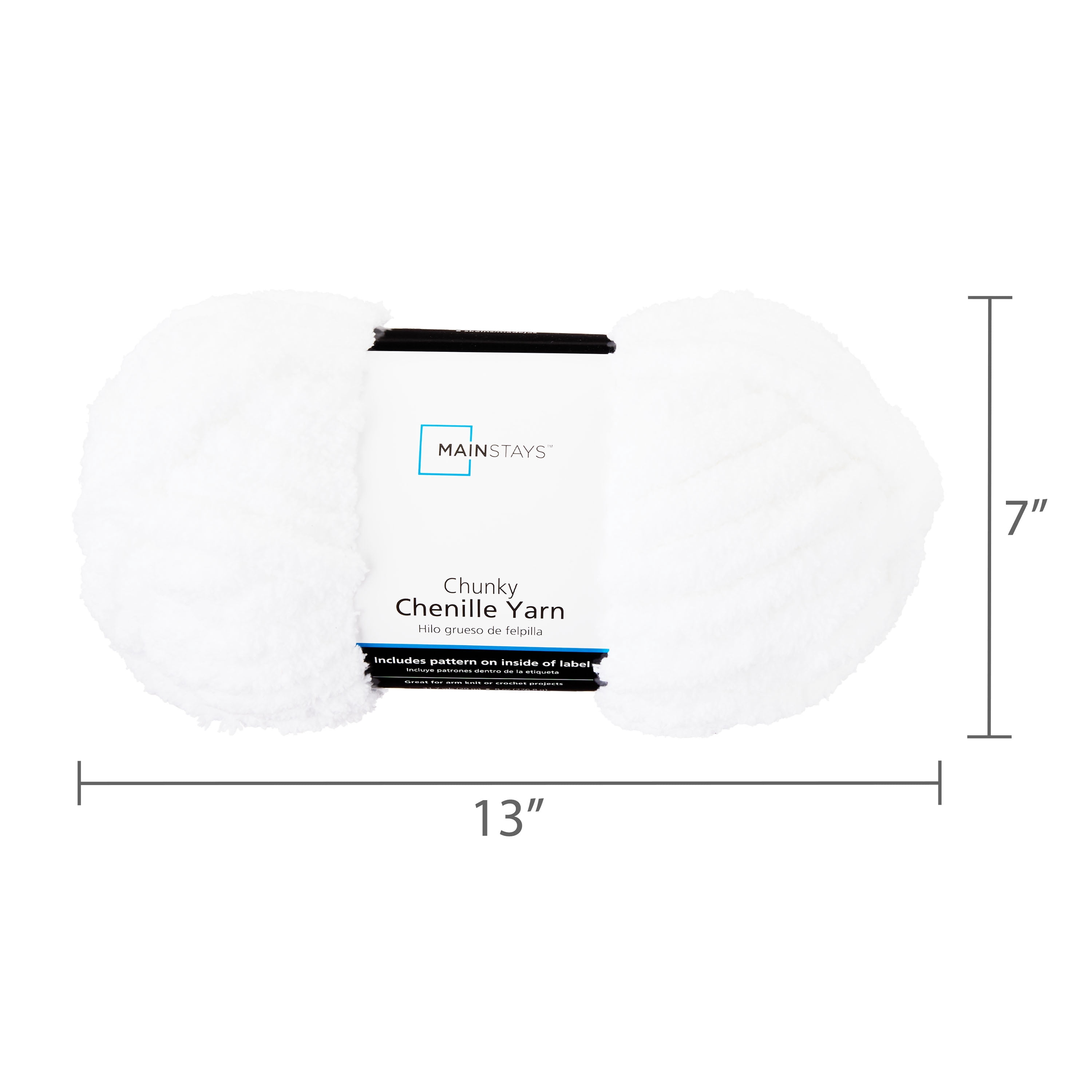 Mainstays Chunky Chenille Yarn, 31.7 yd, White, 100% Polyester, Super Bulky