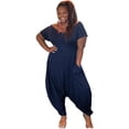 thumbnail image 2 of Women'S Plus Navy Off the Shoulder Harem Jumpsuit, 2 of 7