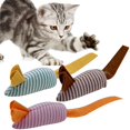 thumbnail image 2 of 2PCS Rat Cat Toy Plush Interactive Stripe Cat Chew Toy Kitten Mice Toy, 2 of 10