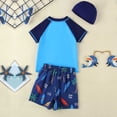 thumbnail image 4 of AWZXDE Boys Two Piece Swim Set Cartoon Print Rash Guard Shirt with Swim Trunks for Summer Beach, 4 of 8